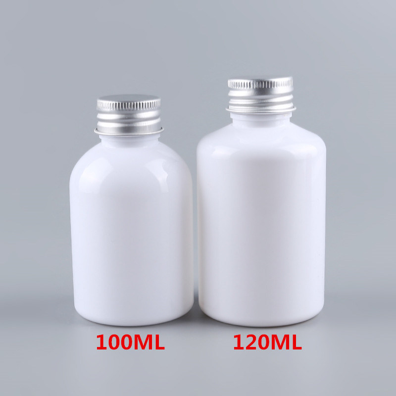 Environmental Friendly White Plastic Lotion Bottles Cylinder 100 / 120ml