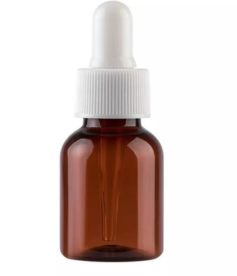PET Portable 50ml Plastic Dropper Bottles Brown For Essence Hair Oil