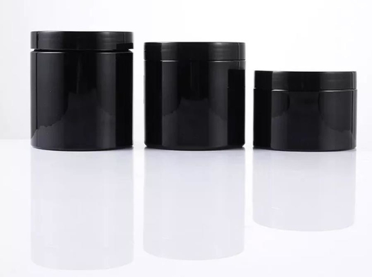 Empty PET Plastic 120ml Cosmetic Jar Black For Cream Packaging