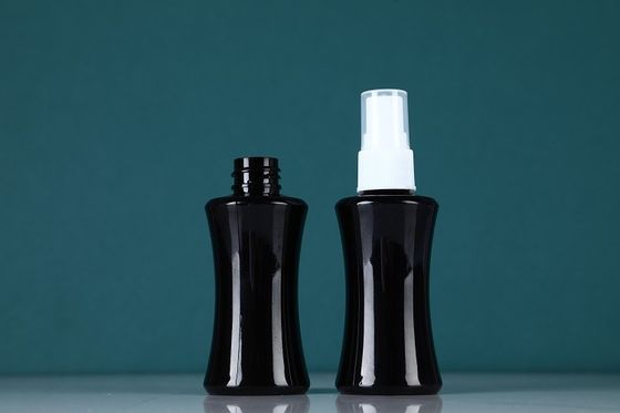 Hot Sale PET unique design black plastic perfume spray bottles， liquid spray bottle