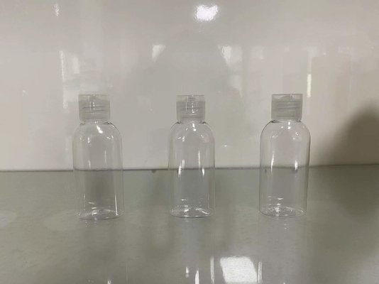 Refillable 50ml PET Clear Plastic Bottles Oval Flat With Flip Top Cap