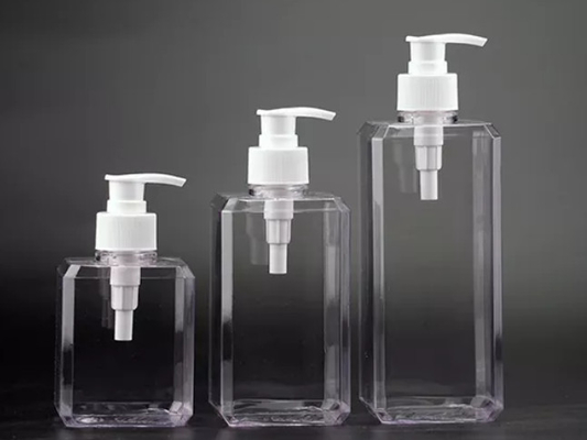 Transparent Square Plastic Shampoo Bottles For Body Lotion 250Ml 300Ml 650Ml