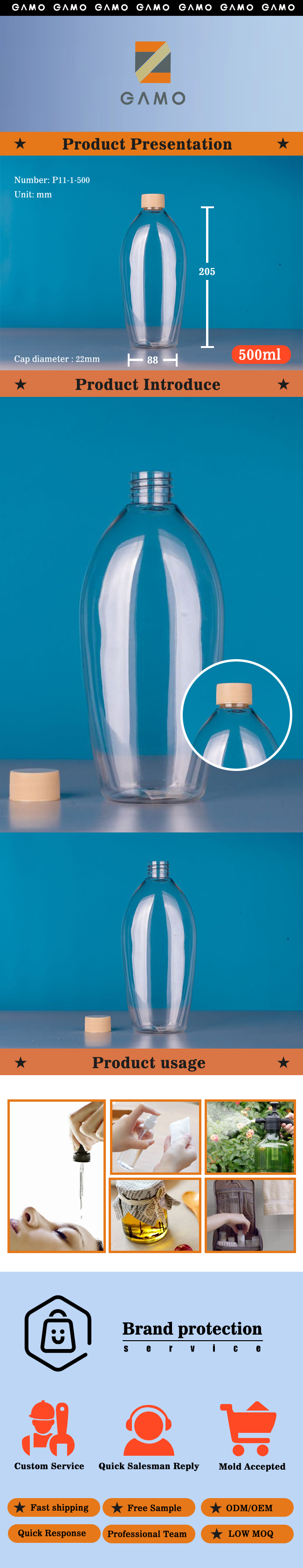 500Ml Empty Plastic Juice Liquor Bottles with Lids Drink Containers