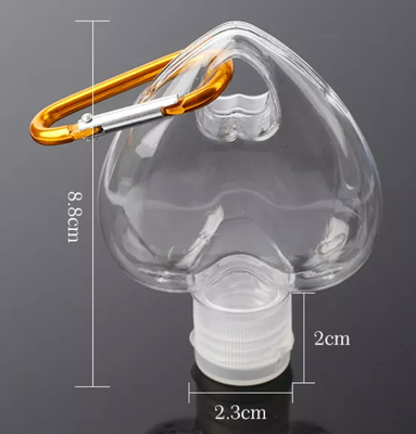 50ml Transparent Pet Plastic Heart Sanitizer Bottle No Leakage