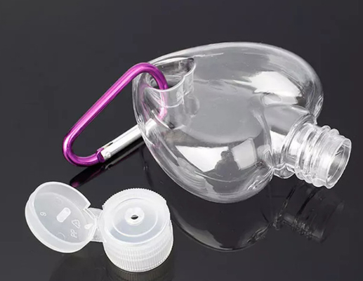 50ml Transparent Pet Plastic Heart Sanitizer Bottle No Leakage