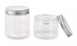 Food Grade Wide Mouth Cosmetic PET Plastic Jars 80ml With Aluminum Silver Lid