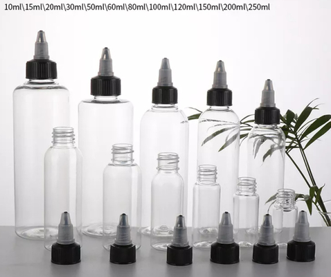 Round Pet Plastic Squeeze Applicator Bottles For Hair Oil 15ml 30ml