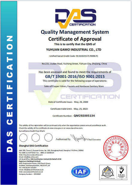 China YUHUAN GAMO INDUSTRY CO.,Ltd Certification